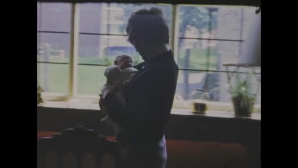 Thimister Clermont Belgium May 1970 Historical Video Showcasing Newborn Baby — Vídeo de stock