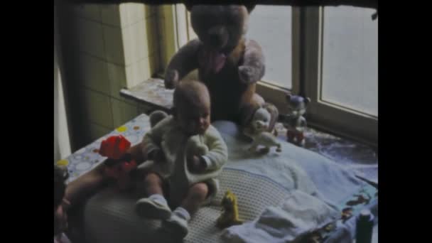 Thimister Clermont Belgium May 1970 Historical Video Showcasing Newborn Baby — Stockvideo