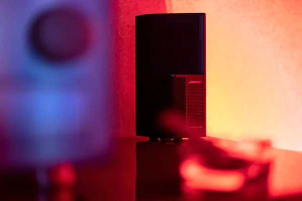 Ferrara, Italy 5 February 2023: A photo of a Bose Acoustimass speaker, showcasing its sleek and modern design. Perfect for music lovers and home entertainment enthusiasts