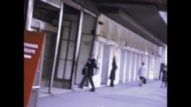 LONDON, UK 9 JUNE 1975: A historic footage capturing the daily life on the streets of London in the mid-1970s. Take a step back in time and witness the sights and sounds of the city during this period