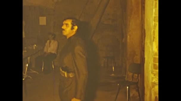 Fratta Polesine Włochy 1975 Kolacja Przyjaciółmi Krewnymi Typowej Biednej Osterii — Wideo stockowe