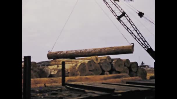 Kinshasa Congo June 1975 Witness Intricate Process Moving Transporting Heavy — Stock Video
