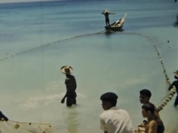 Sainte Anne Guadalupe Junio 1975 Explora Las Técnicas Tradicionales Pesca — Vídeo de stock