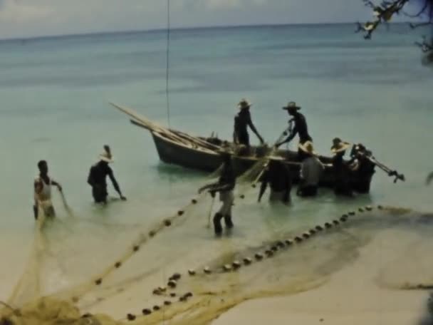 Sainte Anne Guadeloupe June 1975 Explore Traditional Fishing Techniques Guadeloupe — Stock Video