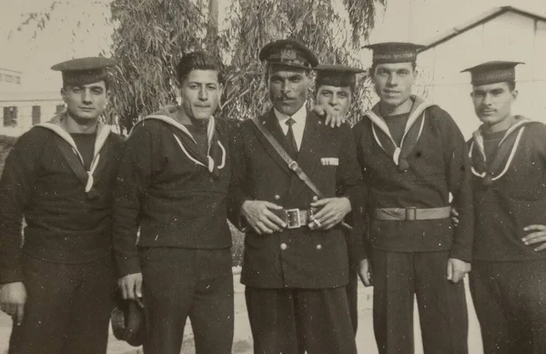 Рим Италия Май 1948 Винтажное Фото Итальянских Военных Моряков 1940 — стоковое фото