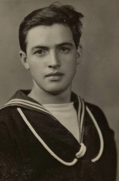 Рим Италия Май 1951 Портрет Крупным Планом Итальянского Военного Моряка — стоковое фото