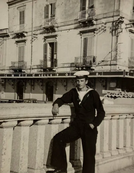 Rom Italien Mai 1948 Vintage Foto Italienischer Militärmatrosen Den 1940Er — Stockfoto