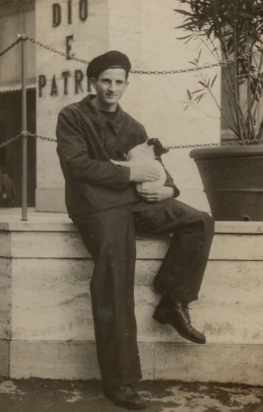 Roma Itália Maio 1951 Retrato Jovem Marinheiro Italiano Durante Treinamento — Fotografia de Stock