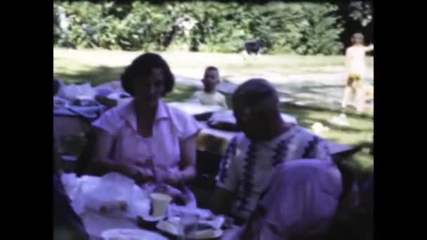 Tampa United States May 1949 Vintage Footage Bustling Outdoor Picnic — Stock Video