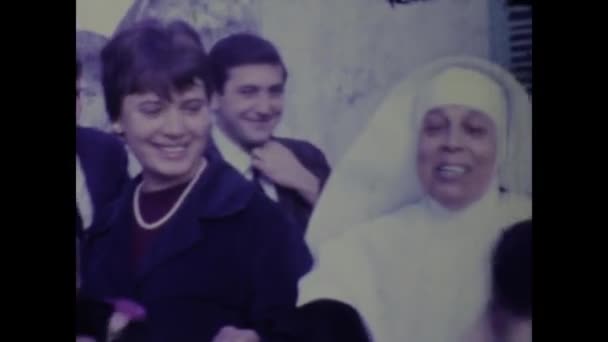 Naples Italy June 1968 Historic Footage Crowd Walking Nun 1960S — Stock Video