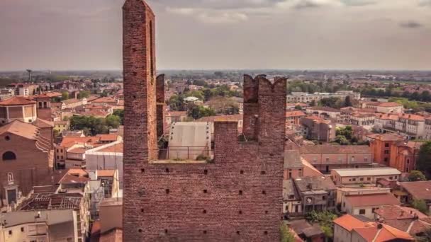 Prachtige Luchtfoto Van Iconische Historische Toren Van Rovigo Symbool Van — Stockvideo