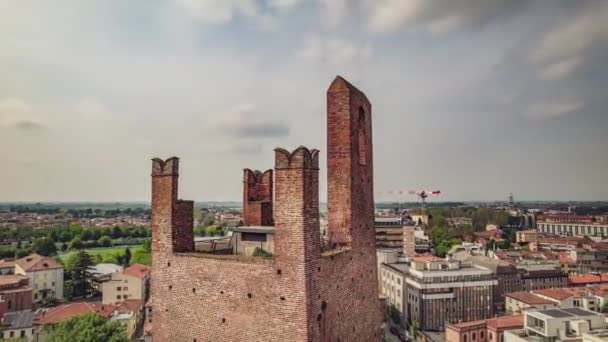 Impressionante Vídeo Aéreo Capturando Icônica Histórica Torre Rovigo Símbolo Rica — Vídeo de Stock