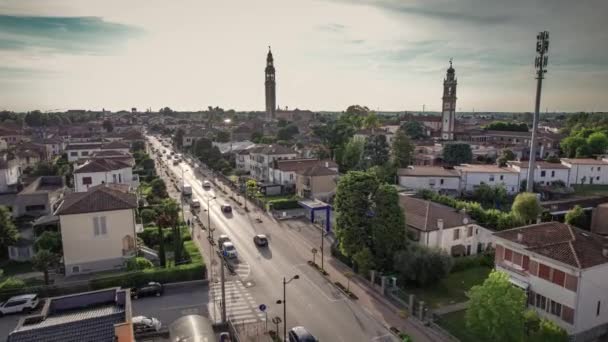 Atractivo Panorama Aéreo Lendinara Mostrando Sus Casas Calles Paisajes Urbanos — Vídeos de Stock