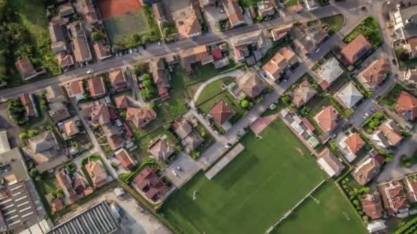 Flygfoto Perspektiv Charmig Provinsiell Italiensk Bostadsområde Visar Skönheten Och Kärnan — Stockvideo