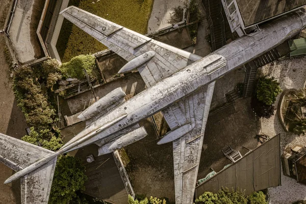 Impressionnante Prise Vue Aérienne Avion Abandonné Laissé Rouille Pourriture Dans — Photo
