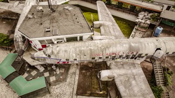 Villamarzana Italy May 2023 High Angle Video Forsaken Decaying Airplane — Stock Video