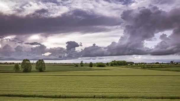 Time Lapse Hyperlapse Vídeo Ominous Storm Clouds Exush Fields Valley — Vídeo de Stock