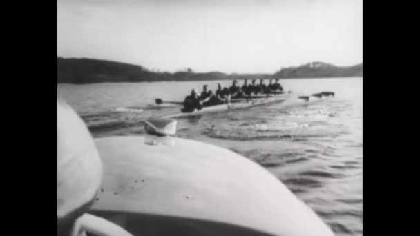 Berlin Germania 1950 Experimentați Entuziasmul Unei Curse Canoe Fluviale Din — Videoclip de stoc
