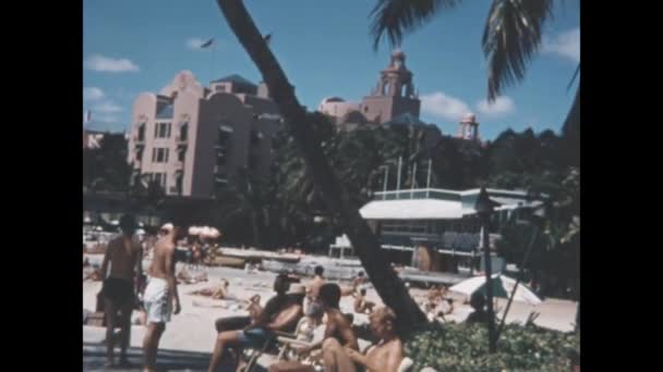 Waikiki Sahili Hawaii 1957 1950 Lerdeki Waikiki Sahili Nin Büyüleyici — Stok video