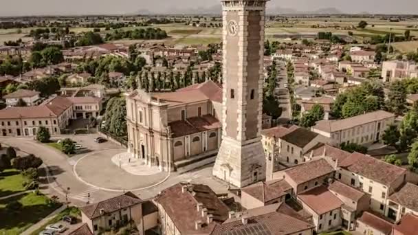 Talya Lendinara Daki Santa Sofia Kilisesi Çan Kulesinin Üzerinde Günbatımını — Stok video