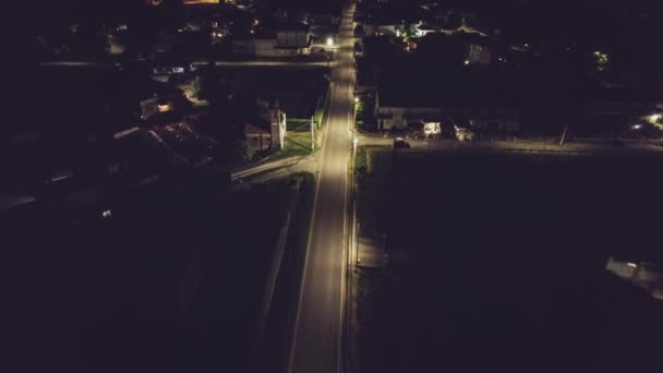 Αεροφωτογραφία Μιας Πόλης Νύχτα Φώτα Του Δρόμου Δημιουργώντας Μια Μαγευτική — Αρχείο Βίντεο