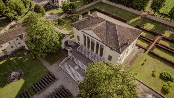 Atemberaubende Luftaufnahme Des Architektonischen Wunders Villa Badoer Fratta Polesine — Stockvideo