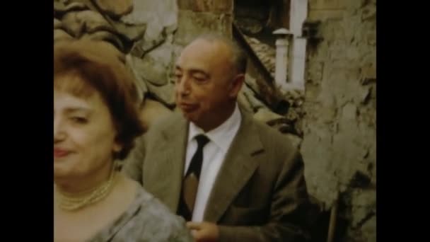 Como Italy May 1964 Vintage Footage Group Smile Elderly Gentlemen — Stok Video