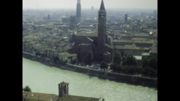 Verona Italy May 1977 Historic Aerial Footage Picturesque City Verona — Stock Video