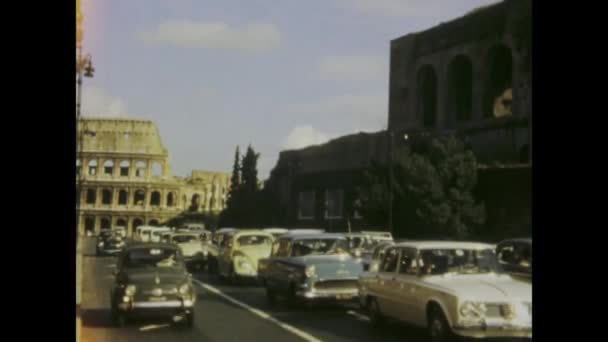 Roma Italia Mayo 1966 Metraje 1960 Atasco Tráfico Significativo Roma — Vídeo de stock