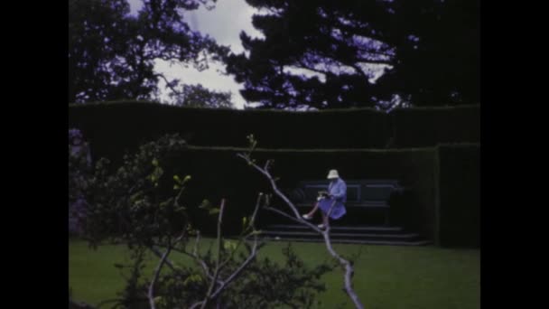 1966年1月のロンドン 1960年代の美しい春の庭園のこのヴィンテージの映像と時代に踏み込む — ストック動画