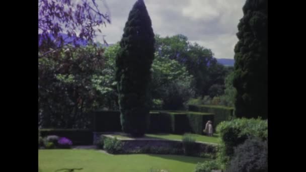 英国伦敦1966年1月 步入过去的时代 带着1960年代一个美丽的春天花园的古老画面 — 图库视频影像
