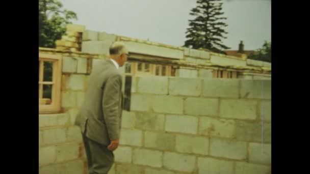 Londra Birleşik Krallık 1966 1960 Larda Bir Inşaatı Şantiyesindeki Çeşitli — Stok video