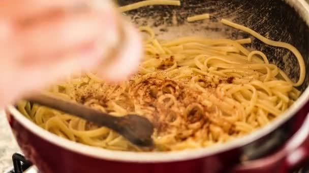 Chef Skillfully Serves Lasagna Rich Ragu Traditional Italian Kitchen Setting — Stock Video