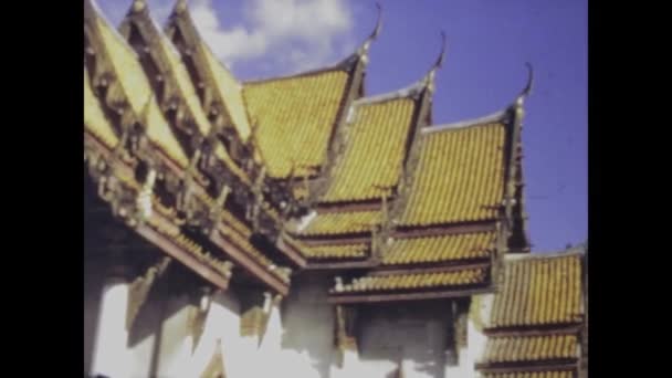 Bangkok Thailand Juni 1975 Närbild Thailändska Buddhistiska Tempel Från 1970 — Stockvideo