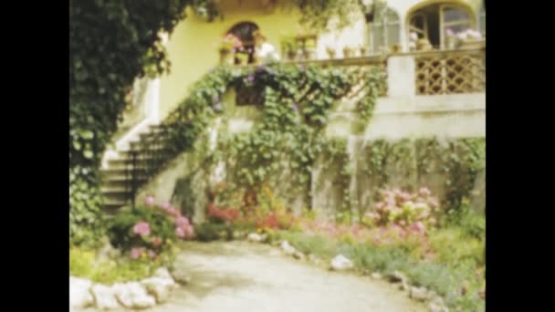 Paris France May 1969 Vintage Footage Woman Walking Thoughtfully Garden — Stock Video