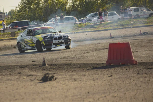 Villamarzana September 2023 Intense Car Race Capturing Thrill Drifting Challenging — Stock Photo, Image