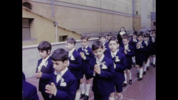 Palermo Italy May 1974 1970S Footage Children Procession First Communion — Stock Video
