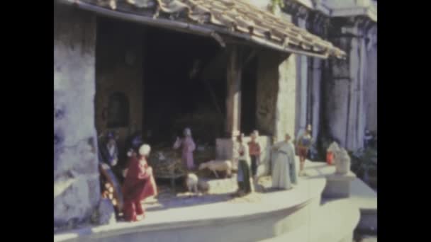 Roma Itália Maio 1968 Filmagem Vintage Uma Exposição Presépio Encantadora — Vídeo de Stock