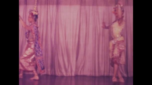 Bangkok Thailand June 1978 Historical Footage Typical Thai Theatrical Performance — Stock Video