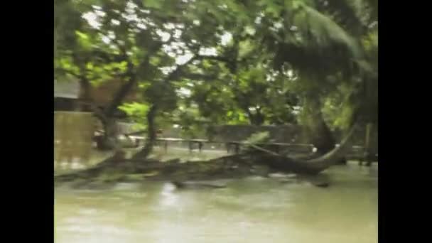 Bangkok Thajsko Červen 1978 Léta Záběry Plavby Lodí Podél Řeky — Stock video