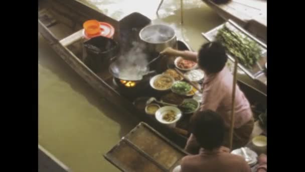 Bangkok Thajsko Červen 1978 Záběry Let Ukazující Přípravu Jídla Během — Stock video