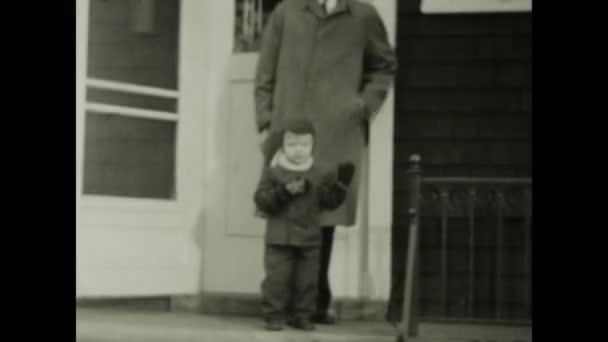 Chicago Amerika Birleşik Devletleri Haziran 1949 Bir Baba Oğulun Yürek — Stok video