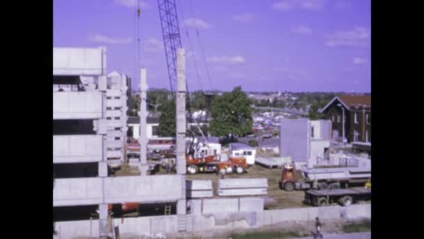 Феникс Сша Июнь 1975 Винтажные Хронометражные Съемки Строительных Работ Американском — стоковое видео
