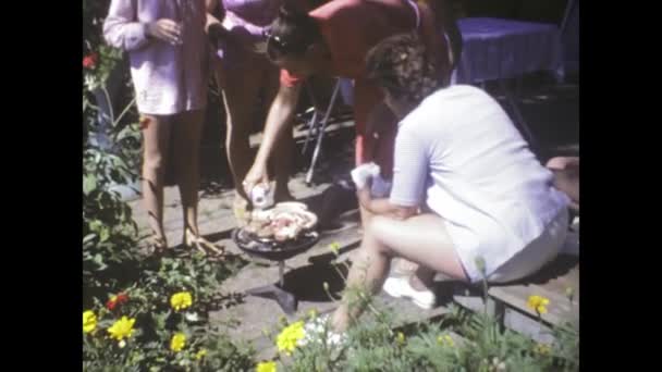 1975年6月 オーストリアのクランペンドルフ レイスリー 1970年代の夏の休暇シーンは ピアを満喫し レジャーとコミュニティの本質を捉えています — ストック動画
