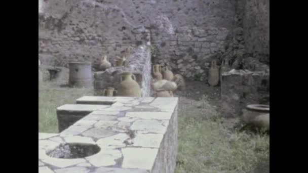 Помпеи Италия Май 1975 Кадры 1970 Годов Демонстрирующие Древние Руины — стоковое видео