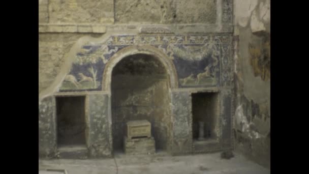 Napoli Talya 1975 1970 Herculaneum Arkeoloji Parkına Ait Görüntüler Vezüv — Stok video