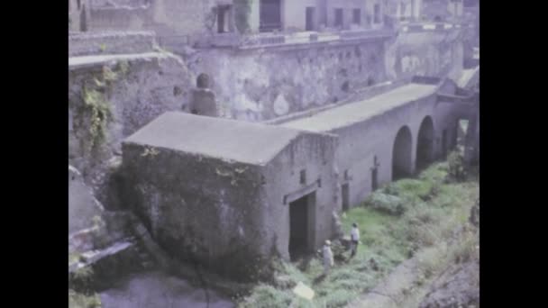 Napoli Talya 1975 1970 Herculaneum Arkeoloji Parkına Ait Görüntüler Vezüv — Stok video