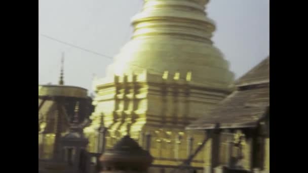 Lamphun Thajsko Červen 1975 Ročník Záběry Wat Phra Hariphunchai Woramahawihan — Stock video