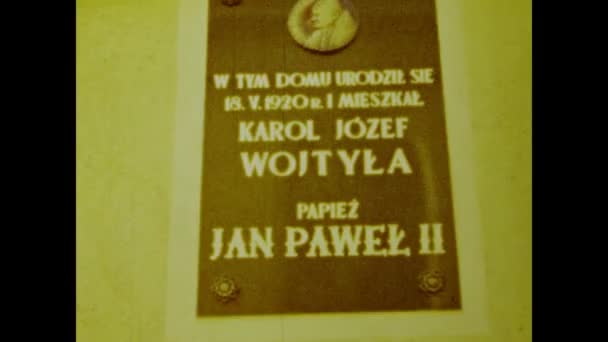Wadowice Pologne Juin 1970 Images Anciennes Des Années Une Plaque — Video