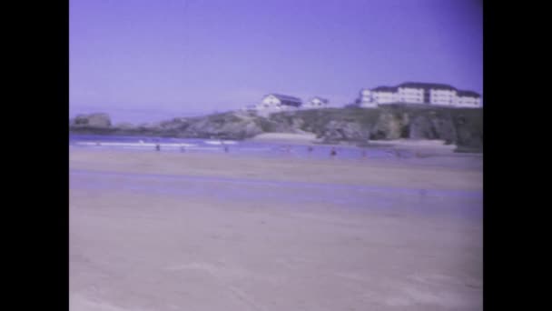 Leon Spain May 1975 Footage Beautiful Girl Enjoying Her Beach — Stock Video